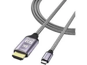 1.8M USB 3.1 Type-C to HDMI 2.1 Cable, 48Gbps Thunderbolt 3 Supported, 8K@30Hz 4K@120Hz UHD HDR Cord for HDTV Projector Monitor 1.8M USB 3.1 Type-C to HDMI 2.1 Cable, 48Gbps Thunderbolt 3 Supported, 8K@30Hz 4K@120Hz UHD HDR Cord for HDTV Projector Monitor