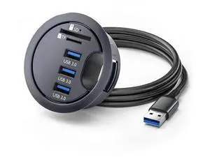 60mm Desk Grommet Flush Mount USB 3.0 Dock Splitter, 3-Port USB Hub with SD & TF Micro SD Card Reader for Office Desktop PC Cable Hole Expansion 60mm Desk Grommet Flush Mount USB 3.0 Dock Splitter, 3-Port USB Hub with SD & TF Micro SD Card Reader for Office Desktop PC Cable Hole Expansion