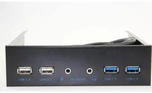 5.25 Inch Front Panel USB Hub, 2 USB 3.0 + 2 USB 2.0 Ports with HD Audio & Mic Jack, 20 Pin Connector with 2FT Extension Cable for Desktop PC Case 5.25 Inch Front Panel USB Hub, 2 USB 3.0 + 2 USB 2.0 Ports with HD Audio & Mic Jack, 20 Pin Connector with 2FT Extension Cable for Desktop PC Case