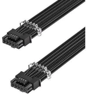 PCIe 5.1 16Pin 12VHPWR 12V-2x6 Male to Male Sleeved GPU Power Extension Cable, 70cm 600W, Compatible with RTX 5090/5080/5070Ti/5070/4090/4080/4070Ti/3090Ti, for ATX 3.1 Modular PSU, Black PCIe 5.1 16Pin 12VHPWR 12V-2x6 Male to Male Sleeved GPU Power Extension Cable, 70cm 600W, Compatible with RTX 5090/5080/5070Ti/5070/4090/4080/4070Ti/3090Ti, for ATX 3.1 Modular PSU, Black