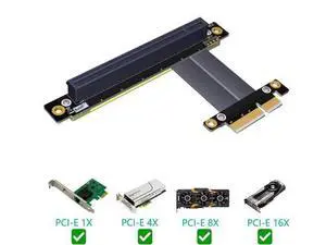 PCIe 4X to 16X Flexible GPU Riser Cable, PCI Express Graphics Card Extension Adapter Cord for Desktop PC PCIe 4X to 16X Flexible GPU Riser Cable, PCI Express Graphics Card Extension Adapter Cord for Desktop PC