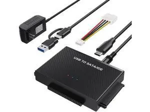 USB 3.0 & USB-C to SATA IDE Hard Drive Reader Adapter Kit, Universal Converter for 2.5/3.5" IDE HDD & 2.5" SATA SSD, Equipped with 12V 2A Power Supply Adapter USB 3.0 & USB-C to SATA IDE Hard Drive Reader Adapter Kit, Universal Converter for 2.5/3.5" IDE HDD & 2.5" SATA SSD, Equipped with 12V 2A Power Supply Adapter