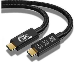 1.6ft Upgraded Thunderbolt 5 Cable, 80Gbps High Speed USB4 Cable, 240W Fast Charging, Compatible with Thunderbolt 3/4/5 & All USB-C Devices 1.6ft Upgraded Thunderbolt 5 Cable, 80Gbps High Speed USB4 Cable, 240W Fast Charging, Compatible with Thunderbolt 3/4/5 & All USB-C Devices