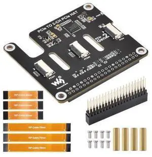 2-Ch PCIe FFC Adapter Board, Compatible with Raspberry Pi 5,Expands The PCIe Interface of The Pi 5 to 2-Ch PCIe FFC Connectors, Supports Stacking Multiple PCIe Hats 2-Ch PCIe FFC Adapter Board, Compatible with Raspberry Pi 5,Expands The PCIe Interface of The Pi 5 to 2-Ch PCIe FFC Connectors, Supports Stacking Multiple PCIe Hats