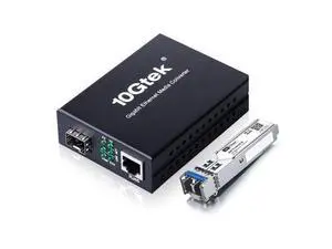 Fiber to Ethernet Media Converter, Gigabit Single Mode SFP LC Converter, 1000Base-LX to 10/100/1000M RJ45, SMF, 1310nm, up to 20km (12.4miles) Fiber to Ethernet Media Converter, Gigabit Single Mode SFP LC Converter, 1000Base-LX to 10/100/1000M RJ45, SMF, 1310nm, up to 20km (12.4miles)