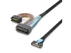 MCIO to U.2, PCIe GEN4 MCIO 8X SFF-TA-1016 to 2xSFF-8639 with 15Pin SATA Power, Enterprise Server/Storage Array Compatible, 0.75~0.8m(2.46~2.62ft) MCIO to U.2, PCIe GEN4 MCIO 8X SFF-TA-1016 to 2xSFF-8639 with 15Pin SATA Power, Enterprise Server/Storage Array Compatible, 0.75~0.8m(2.46~2.62ft)