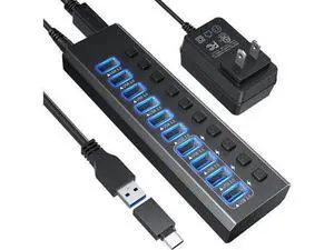 Powered USB Hub, 10-Port USB 3.0 Hub with 48W Power Adapter, Aluminum USB Splitter Including 10 port 5Gbps USB-A 3.0 Ports for PC, Laptop and More Powered USB Hub, 10-Port USB 3.0 Hub with 48W Power Adapter, Aluminum USB Splitter Including 10 port 5Gbps USB-A 3.0 Ports for PC, Laptop and More
