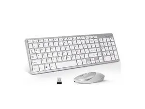 Wireless Keyboard 2.4GHz Ultra Slim Rechargeable Wireless Keyboard White Wireless Keyboard 2.4GHz Ultra Slim Rechargeable Wireless Keyboard White