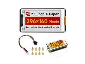 2.15inch e-Paper HAT+ (G), Compatible with Raspberry Pi 5/4B/3B/Zero/Zero W/Zero 2W/Pico/Pico W/Pico WH, 296x160, Red/Yellow/Black/White, SPI Interface 2.15inch e-Paper HAT+ (G), Compatible with Raspberry Pi 5/4B/3B/Zero/Zero W/Zero 2W/Pico/Pico W/Pico WH, 296x160, Red/Yellow/Black/White, SPI Interface