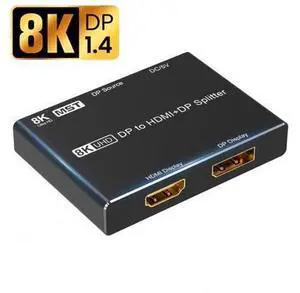 Ultra HD 8K DP To HDMI DP Splitter 8K@30Hz 4K@120Hz 1080p@240hz HDMI 2.1 3D HDR 4K 8K SST MST DP1.4 Displayport Video Converter Ultra HD 8K DP To HDMI DP Splitter 8K@30Hz 4K@120Hz 1080p@240hz HDMI 2.1 3D HDR 4K 8K SST MST DP1.4 Displayport Video Converter