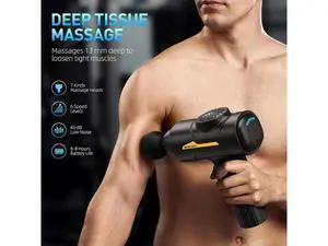 Massage Gun,Massage Gun Deep Tissue for Pain Relief with 7 Massage Heads 6 Speeds and Carrying Case (Black) Massage Gun,Massage Gun Deep Tissue for Pain Relief with 7 Massage Heads 6 Speeds and Carrying Case (Black)
