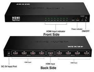 4K HDMI Splitter 1 in 8 Out by Ultra HD 4Kx2K 1x8 Ver. 1.4 HDCP, Power HDMI Supports 3D Full HD 1080P 4Kx2K for Xbox, PS4 PS3 Fire Stick Blu Ray Apple TV HDTV - Adapter Included 4K HDMI Splitter 1 in 8 Out by Ultra HD 4Kx2K 1x8 Ver. 1.4 HDCP, Power HDMI Supports 3D Full HD 1080P 4Kx2K for Xbox, PS4 PS3 Fire Stick Blu Ray Apple TV HDTV - Adapter Included