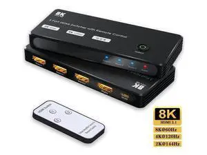 HDMI 2.1 Directional 3in 1out Switch with IR Remote, 8K 60Hz 4K 120Hz Switcher Adapter 3 in 1 Out Converter Splitte For PC TV PS4 Xbox PS5 Projectors HDMI 2.1 Directional 3in 1out Switch with IR Remote, 8K 60Hz 4K 120Hz Switcher Adapter 3 in 1 Out Converter Splitte For PC TV PS4 Xbox PS5 Projectors