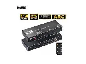4K@60Hz HDMI Matrix Switch 4 in 2 Out Switcher 18G Ultra HD Supports Up to 4K @ 60Hz & 1080P EDID HDCP 2.2 HDR10- Remote Control (OZJ1) 4K@60Hz HDMI Matrix Switch 4 in 2 Out Switcher 18G Ultra HD Supports Up to 4K @ 60Hz & 1080P EDID HDCP 2.2 HDR10- Remote Control (OZJ1)