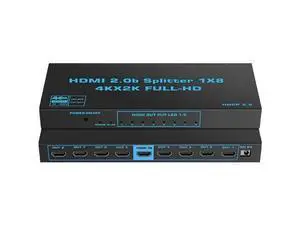 4K 60Hz HDMI Splitter 1 in 8 Out HDMI2.0 8 Port Splitter with US Adapter for Computer MacBook Xbox 360 Xbox One PS5/4 Blu-Ray DVD (1in 8out) 4K 60Hz HDMI Splitter 1 in 8 Out HDMI2.0 8 Port Splitter with US Adapter for Computer MacBook Xbox 360 Xbox One PS5/4 Blu-Ray DVD (1in 8out)