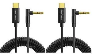 USB C to 3.5mm Audio Aux Jack Cable (1.3-4FT), Coiled Aux to USB C Cable, Type C to 3.5mm Headphone Car Stereo Cord for iPhone 16 15 Pro Max, Galaxy S25 S24, Pixel, iPad Pro (Pack of 2) USB C to 3.5mm Audio Aux Jack Cable (1.3-4FT), Coiled Aux to USB C Cable, Type C to 3.5mm Headphone Car Stereo Cord for iPhone 16 15 Pro Max, Galaxy S25 S24, Pixel, iPad Pro (Pack of 2)