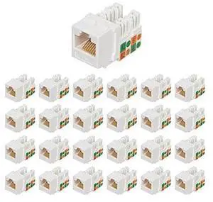 Buyer's Point Cat6 RJ45 90-Degree Keystone Jack, Punch Down Keystone Jack Adapter White (25 Pack) Buyer's Point Cat6 RJ45 90-Degree Keystone Jack, Punch Down Keystone Jack Adapter White (25 Pack)