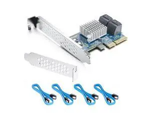 4-Port PCIe SATA Expansion Card, 6Gbps SATA III Controller with 4 Cables & Low Profile Bracket, PCIe x4, Support 4 Devices for PC/Server/NAS 4-Port PCIe SATA Expansion Card, 6Gbps SATA III Controller with 4 Cables & Low Profile Bracket, PCIe x4, Support 4 Devices for PC/Server/NAS
