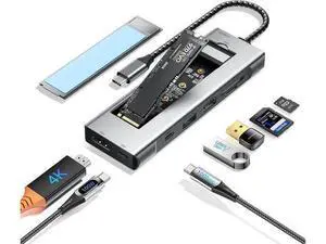 USB C Docking Station with M.2 SSD Enclosure, 8 in 1 Multiport USB Type C HUB with 4K HDMI Video, PD 100W, TF/SD Slot, USB 3.1 Type A 10Gbps, USB-A, 10Gbps USB C for MacBook Air/Pro USB C Docking Station with M.2 SSD Enclosure, 8 in 1 Multiport USB Type C HUB with 4K HDMI Video, PD 100W, TF/SD Slot, USB 3.1 Type A 10Gbps, USB-A, 10Gbps USB C for MacBook Air/Pro