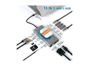 USB C Hub Multiport Adapter, 13-IN-1 USB-C Hub with 4K HDMI,RJ45 Ethernet,USB3.0 Port,USB-C Data Port,100W PD, SD/TF Card Reader ,3.5mm Audio Mac,Wireless Charging for MacBook Pro Air USB C Hub Multiport Adapter, 13-IN-1 USB-C Hub with 4K HDMI,RJ45 Ethernet,USB3.0 Port,USB-C Data Port,100W PD, SD/TF Card Reader ,3.5mm Audio Mac,Wireless Charging for MacBook Pro Air