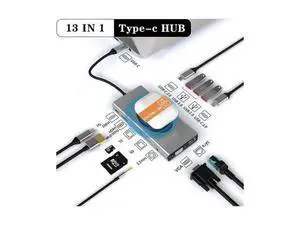 USB Type C HUB with to VGA HDMI, RJ45 Ethernet, USB3.0 Ports,USB-C Data Port, SD/TF,Wireless Charging Multiport Adapter Docking Station Dongle for MacBook Air Pro and More USB Type C HUB with to VGA HDMI, RJ45 Ethernet, USB3.0 Ports,USB-C Data Port, SD/TF,Wireless Charging Multiport Adapter Docking Station Dongle for MacBook Air Pro and More