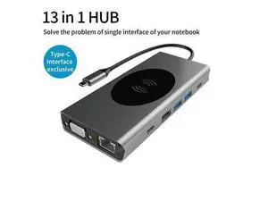 USB C to HDMI Multiport Adapter, 13 IN 1 USB C Dongle with 100W Power Delivery,USB3.0,USB-C,SD/TF Card Reader, RJ45 Ethernet,Audio Port,Wireless Charging Compatible with MacBook Ipad XPS USB C to HDMI Multiport Adapter, 13 IN 1 USB C Dongle with 100W Power Delivery,USB3.0,USB-C,SD/TF Card Reader, RJ45 Ethernet,Audio Port,Wireless Charging Compatible with MacBook Ipad XPS