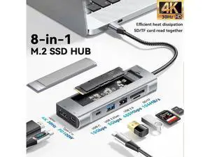 XJYLCPC USB-C Hub with M.2 NVMe SSD Enclosure 8-in-1 Docking Station Hybrid Type-C Multiport Adapter Fits 10 Gbps USB 3.1/USB-A 3.2 100W PD 4K HDMI USB-A SD/TF Card Readers for Windows Mac OS XJYLCPC USB-C Hub with M.2 NVMe SSD Enclosure 8-in-1 Docking Station Hybrid Type-C Multiport Adapter Fits 10 Gbps USB 3.1/USB-A 3.2 100W PD 4K HDMI USB-A SD/TF Card Readers for Windows Mac OS