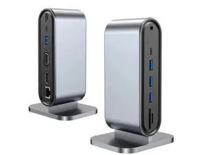 12 in 1 USB C Docking Station Vertical, Multiport USB-C Hub Adapter with HDMI+VGA+Ethernet+100W USB C Power Charging Port+4USB+SD/TF+Audio+USB C for Laptop Notebooks 12 in 1 USB C Docking Station Vertical, Multiport USB-C Hub Adapter with HDMI+VGA+Ethernet+100W USB C Power Charging Port+4USB+SD/TF+Audio+USB C for Laptop Notebooks