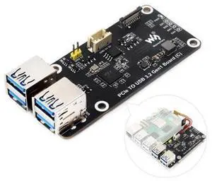 PCIe to 4-Ch USB3.2 Gen1 Board (C), Compatible with Raspberry Pi 5, Up to 5Gbps Transmission Speed, No Driver Required, Plug and Play PCIe to 4-Ch USB3.2 Gen1 Board (C), Compatible with Raspberry Pi 5, Up to 5Gbps Transmission Speed, No Driver Required, Plug and Play