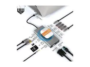 13 IN 1 USB C to VGA HDMI Hub Multiport Adapter with Ethernet, 4K HDMI, 100W PD, USB30 Ports,USB-C Port, SD/TF Card Reader,3.5mm Audio,Wireless Charging Dongle for MacBook Pro Air, iMac, XPS 13 IN 1 USB C to VGA HDMI Hub Multiport Adapter with Ethernet, 4K HDMI, 100W PD, USB30 Ports,USB-C Port, SD/TF Card Reader,3.5mm Audio,Wireless Charging Dongle for MacBook Pro Air, iMac, XPS