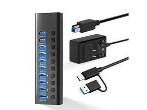 XJYLCPC USB Hub, 7 Ports Super High Speed USB 3.0 Hub Splitter + 1 USB-A 3.2 Ports + 2 USB-C 3.0 Ports, Black Smart Fast Charger Powered USB Hub for Laptop, Mac, PC, Mobile HDD, Mulitple Devices XJYLCPC USB Hub, 7 Ports Super High Speed USB 3.0 Hub Splitter + 1 USB-A 3.2 Ports + 2 USB-C 3.0 Ports, Black Smart Fast Charger Powered USB Hub for Laptop, Mac, PC, Mobile HDD, Mulitple Devices