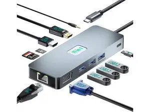 XJYLCPC USB C Triple Monitor Docking Station for Type-C Laptops, 11 in 1 Triple Display USB C Hub Adapter w/ 4K HDMI+4K DP+VGA+3 USB3.2+100W PD+Ethernet+SD/TF+Audio XJYLCPC USB C Triple Monitor Docking Station for Type-C Laptops, 11 in 1 Triple Display USB C Hub Adapter w/ 4K HDMI+4K DP+VGA+3 USB3.2+100W PD+Ethernet+SD/TF+Audio