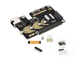 PCIe to Gigabit Ethernet and M.2 Adapter HAT Compatible with Raspberry Pi 5, Pi 5 NVMe HAT Support 2280/2260/2242/2230 NVMe M.2 SSD, 5Gbps Data Rate, High-Speed Reading/Writing, No Driver Needed PCIe to Gigabit Ethernet and M.2 Adapter HAT Compatible with Raspberry Pi 5, Pi 5 NVMe HAT Support 2280/2260/2242/2230 NVMe M.2 SSD, 5Gbps Data Rate, High-Speed Reading/Writing, No Driver Needed