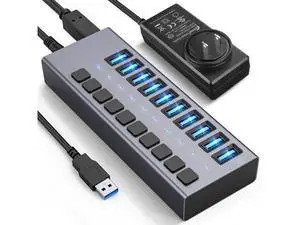 XJYLCPC Powered USB Hub - 10 Ports 48W USB 3.0 Data Port, Aluminum Housing, Individual On/Off Switches, 12V/4A Power Adapter, 5Gbps High Speed, USB 3.0 Hub for Laptop PC Computer Mobile HDD XJYLCPC Powered USB Hub - 10 Ports 48W USB 3.0 Data Port, Aluminum Housing, Individual On/Off Switches, 12V/4A Power Adapter, 5Gbps High Speed, USB 3.0 Hub for Laptop PC Computer Mobile HDD