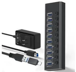 XJYLCPC USB Hub 3.0 Powered, 10 Ports USB Data Hub Splitter with 4 Smart Charging Port and 12V Powered Adapter and ON/Off Switches for MacBook, Mac Pro/Mini, iMac, Surface Pro Laptop/PC XJYLCPC USB Hub 3.0 Powered, 10 Ports USB Data Hub Splitter with 4 Smart Charging Port and 12V Powered Adapter and ON/Off Switches for MacBook, Mac Pro/Mini, iMac, Surface Pro Laptop/PC