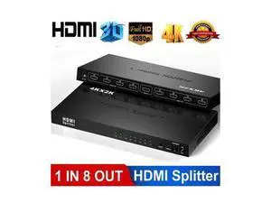 1x8 HDMI Splitter by 1 Port to 8 HDMI Display Duplicate/Mirror - Powered Splitter for Full HD 4Kx2K High Resolution & 3D Support (One Input To Eight Outputs) - Adapter Included 1x8 HDMI Splitter by 1 Port to 8 HDMI Display Duplicate/Mirror - Powered Splitter for Full HD 4Kx2K High Resolution & 3D Support (One Input To Eight Outputs) - Adapter Included