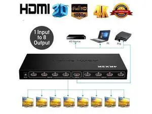 Hdmi Splitter 1 in 8 Out V1.4b Powered Hdmi Video Splitter with AC Adaptor Duplicate/Mirror Screen Monitor Supports Ultra HD 1080P 4K and 3D Resolutions (1 Input to 8 Outputs) Hdmi Splitter 1 in 8 Out V1.4b Powered Hdmi Video Splitter with AC Adaptor Duplicate/Mirror Screen Monitor Supports Ultra HD 1080P 4K and 3D Resolutions (1 Input to 8 Outputs)