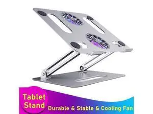 Aluminum Laptop Cooling Pad for Desk with Dual High-speed Cooling Fan,Adjustable Laptop Tablet Stand, Sit to Stand Laptop Tablet Holder Compatible with All Laptop Tablets 11-17.3" Aluminum Laptop Cooling Pad for Desk with Dual High-speed Cooling Fan,Adjustable Laptop Tablet Stand, Sit to Stand Laptop Tablet Holder Compatible with All Laptop Tablets 11-17.3"