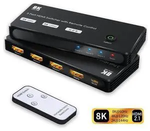 8K HDMI HDMI Switcher with IR Remote Aluminum Directional HDMI Switcher Splitter 3 Input 1 Output, 3 x 1, Support 8k 4K 3D 1080P for Xbox PS4 Roku HDTV Fire Stick Blu Ray 8K HDMI HDMI Switcher with IR Remote Aluminum Directional HDMI Switcher Splitter 3 Input 1 Output, 3 x 1, Support 8k 4K 3D 1080P for Xbox PS4 Roku HDTV Fire Stick Blu Ray