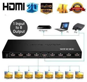 8x1 HDMI Monitor Splitter - 4K 1in-8out HDMI Splitter - 4K x 2K@30Hz 1080P Full HD 3D - Compatible with Ps4 / Xbox One/Fire TV/Apple TV/Sky Box/Stb/DVD/Laptop/Blue ray 8x1 HDMI Monitor Splitter - 4K 1in-8out HDMI Splitter - 4K x 2K@30Hz 1080P Full HD 3D - Compatible with Ps4 / Xbox One/Fire TV/Apple TV/Sky Box/Stb/DVD/Laptop/Blue ray