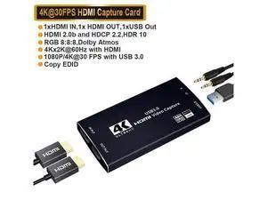 Upgraded 1080P 60fps 4K@60hz HDMI Video Capture Device Video Capture Card Dongle HDMI-compatible to USB 3.0 Support HDR, EDID, HDCP2.2 for Game Record Live Streaming Broadcast Upgraded 1080P 60fps 4K@60hz HDMI Video Capture Device Video Capture Card Dongle HDMI-compatible to USB 3.0 Support HDR, EDID, HDCP2.2 for Game Record Live Streaming Broadcast