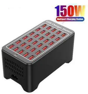 USB Charging Station, 30 USB Fast Ports Charge Docking Station, Multi Device Charger Organizer Compatible with iPad, iPhone, Tablet and Cell Phone - Black USB Charging Station, 30 USB Fast Ports Charge Docking Station, Multi Device Charger Organizer Compatible with iPad, iPhone, Tablet and Cell Phone - Black