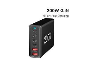 6-Port USB C Charger 200W QC3.0 PD3.0 GaN Charger Type C Adapter with Fast Desk Charger Compatible for iPhone, MacBook Pro, iPad Pro, Switch, Galaxy S22/S21 6-Port USB C Charger 200W QC3.0 PD3.0 GaN Charger Type C Adapter with Fast Desk Charger Compatible for iPhone, MacBook Pro, iPad Pro, Switch, Galaxy S22/S21
