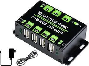 Industrial Grade USB HUB with 4X USB 2.0 Ports, Switchable Dual Hosts, Support Multi System Multi Protections ESD Protection TVS Diode Compatible with Linux, Windows 11/10 / 8.1/8 / 7 / XP Industrial Grade USB HUB with 4X USB 2.0 Ports, Switchable Dual Hosts, Support Multi System Multi Protections ESD Protection TVS Diode Compatible with Linux, Windows 11/10 / 8.1/8 / 7 / XP