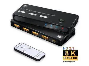 8K HDMI 2.1 Switch with IR Remote Ultra HD 4K@120Hz Directional Switcher 3 in 1 Out, Support High Speed 48Gbps 8K@60Hz for PS4/PS5, Xbox Series X Aluminum Shell 8K HDMI 2.1 Switch with IR Remote Ultra HD 4K@120Hz Directional Switcher 3 in 1 Out, Support High Speed 48Gbps 8K@60Hz for PS4/PS5, Xbox Series X Aluminum Shell