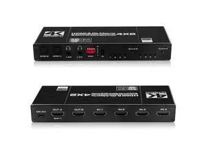 HDMI Matrix 4x2, 4K HDMI Matrix Switch 4 in 2 Out Switcher Splitter Box with 2xSPDIF Audio 2x3.5mm L/R Audio and IR Remote Control Support Ultra 4Kx2K@60Hz HDR10 3D 1080PHDMI2.0b HDCP2.2 HDMI Matrix 4x2, 4K HDMI Matrix Switch 4 in 2 Out Switcher Splitter Box with 2xSPDIF Audio 2x3.5mm L/R Audio and IR Remote Control Support Ultra 4Kx2K@60Hz HDR10 3D 1080PHDMI2.0b HDCP2.2