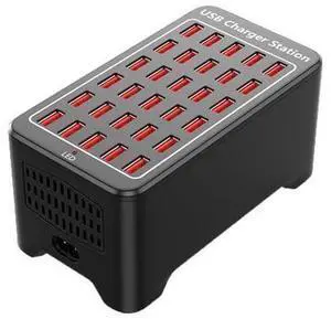 Multiple USB Charging Station, 30 Ports 150W(30A) Fast Charger Station with Power Switch, Desktop Charging Station for Multiple Devices Compatible with Cell Phones iPad Kindle Tablet - Black Multiple USB Charging Station, 30 Ports 150W(30A) Fast Charger Station with Power Switch, Desktop Charging Station for Multiple Devices Compatible with Cell Phones iPad Kindle Tablet - Black