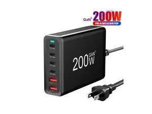 GaN 200W Fast Charger 6-Port USB A/C Charger QC3.0 PD3.0 Quick Charge for MacBook Pro/Air, Dell XPS,iPhone 15 Pro Cell Phone Charger Desk Charger Adapter GaN 200W Fast Charger 6-Port USB A/C Charger QC3.0 PD3.0 Quick Charge for MacBook Pro/Air, Dell XPS,iPhone 15 Pro Cell Phone Charger Desk Charger Adapter