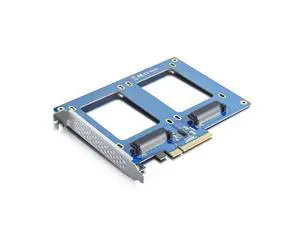 PCIe 3.0 x8 to Dual U.2 NVMe SSD Adapter Card, 2-Port SFF-8639 for 2.5" U.2 SSD, Non-RAID Bifurcation Required, Windows/Linux/VMware Compatible, Only Full-Height Bracket PCIe 3.0 x8 to Dual U.2 NVMe SSD Adapter Card, 2-Port SFF-8639 for 2.5" U.2 SSD, Non-RAID Bifurcation Required, Windows/Linux/VMware Compatible, Only Full-Height Bracket