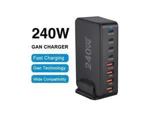 GaN 240W Fast Charger 8 Port USB A/C Charger QC3.0 PD3.0 Quick Charge for MacBook Pro/Air, Dell XPS,iPhone 15 Pro Cell Phone Charger Desk Charger Adapter GaN 240W Fast Charger 8 Port USB A/C Charger QC3.0 PD3.0 Quick Charge for MacBook Pro/Air, Dell XPS,iPhone 15 Pro Cell Phone Charger Desk Charger Adapter